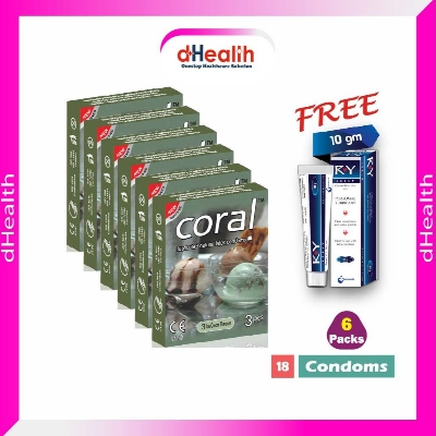Picture of Coral 3 Ice Cream Flavor Condom 6's Pack (18 Pcs)1 Ry Jelly 10g (Personal Lubricant) Free
