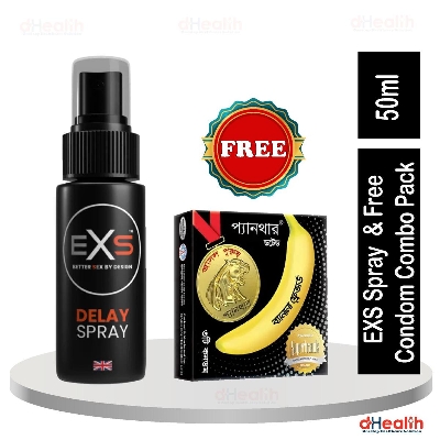 Picture of EXS Delay Performance Enhance Spray 50ml + Panther Dotted Banana Condom 1 Pc Free