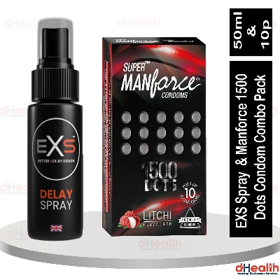 Picture of Condom & Long Lasting Delay Spray Combo - EXS Delay Spray 50ml & Manforce Chocolate Flavor Condom 10pcs