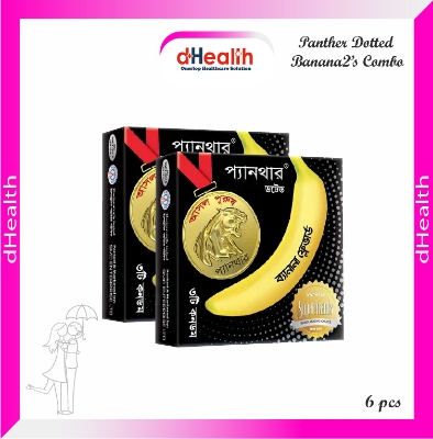 Picture of Panther Dotted Banana Flavored Condoms 2,s Combo Pack (3x2)=6pcs
