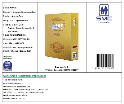 Picture of Amore Gold Luxury Condoms, Single Pack (3x1=3pcs)