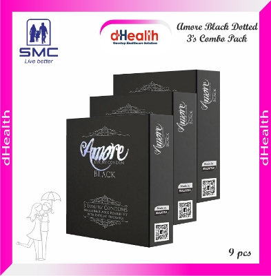Picture of Amore Black Condoms, 3's Combo Pack (3x3=9pcs)