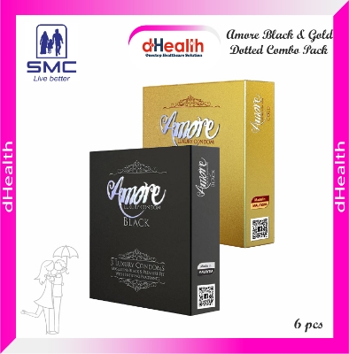 Picture of Amore Gold & Black Condoms, 2's Combo Pack ( 1 pack amore gold & 1 pack amore black)
