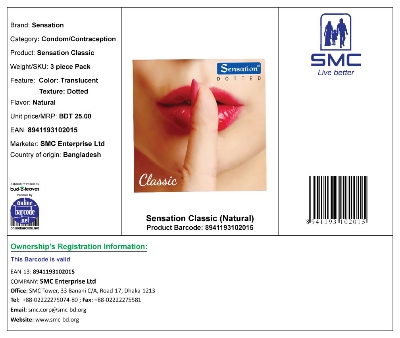 Picture of Sensation Dotted Classic Condom Full Box (3x12=36)