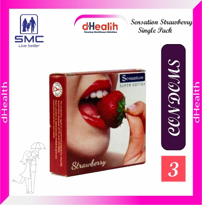 Picture of Sensation Supper Dotted Strawberry Condoms Single Pack (3x1=3)