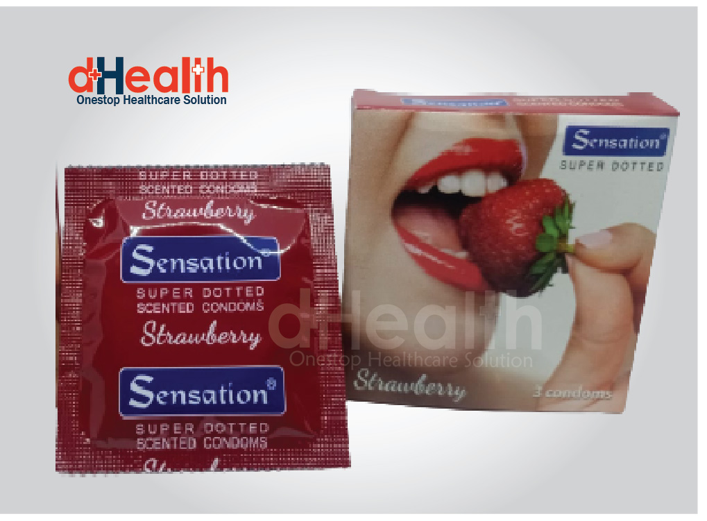 Picture of Sensation Supper Dotted Strawberry Condoms Single Pack (3x1=3)