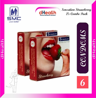 Picture of Sensation Supper Dotted Strawberry Condoms 2,s Pack (3x2=6)