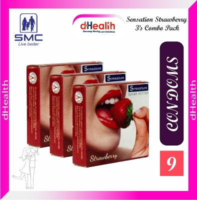 Picture of Sensation Supper Dotted Strawberry Condoms 3,s Pack (3x3=9)