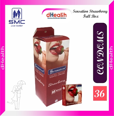 Picture of Sensation Supper Dotted Strawberry Condom Full Box Combo Pack (3x12=36)