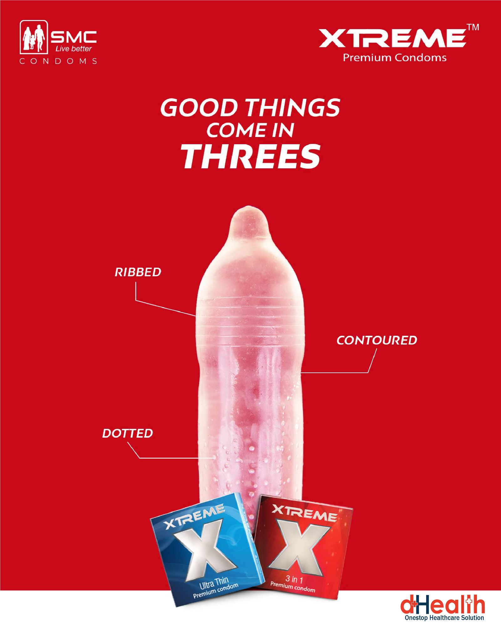 Picture of XTREME Ultra Thin Premium Condoms 2,s Combo Pack (3x2=6)