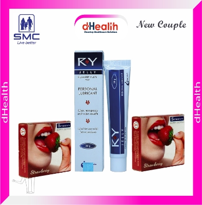Picture of Sensation Strawberry Condom 2 Pack (6pcs) & RY Jelly 30gm 1 Pc