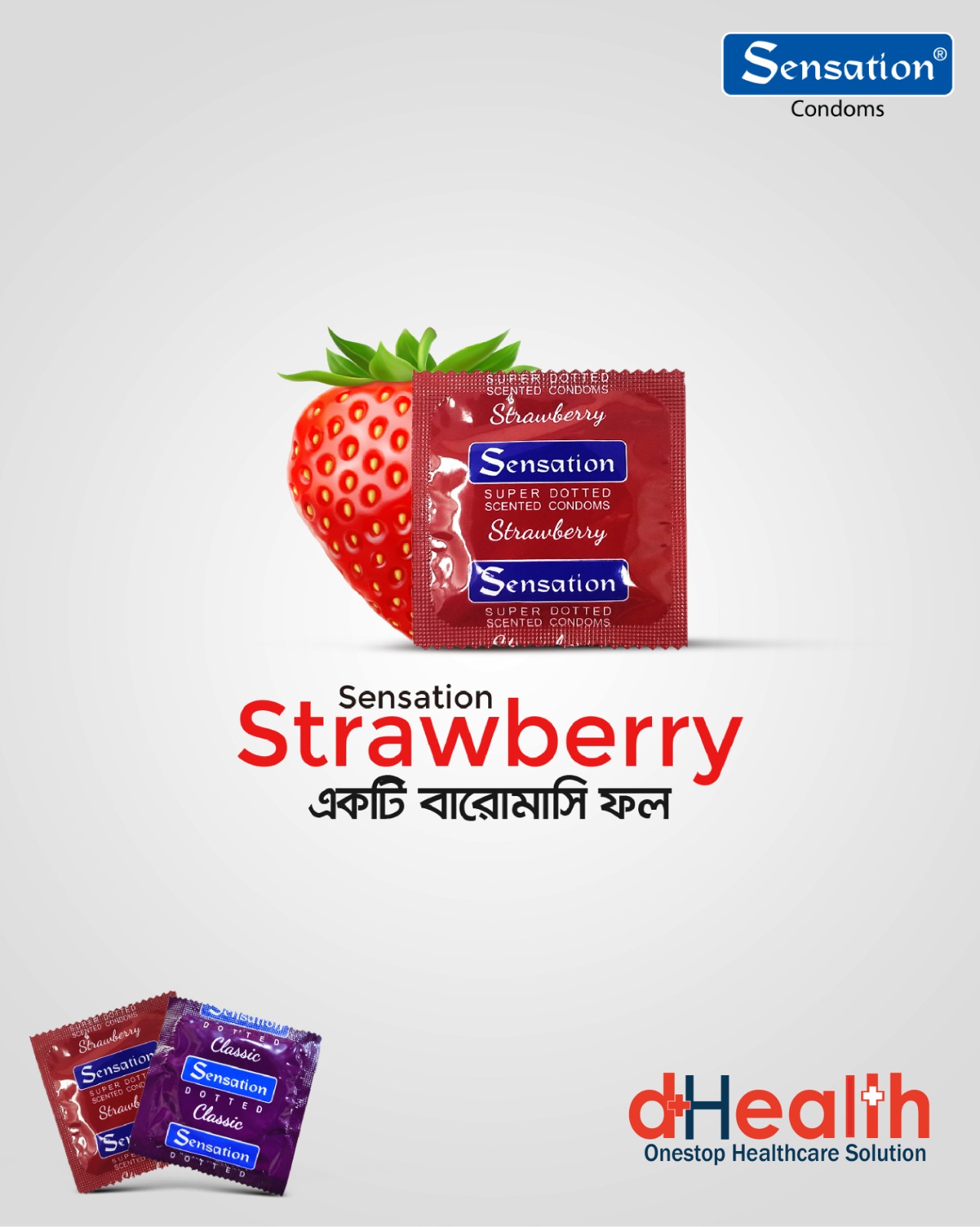 Picture of Sensation Strawberry Condom 2 Pack (6pcs) & RY Jelly 30gm 1 Pc