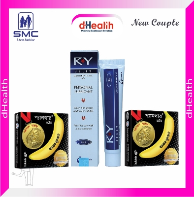 Picture of 1 RY Jelly 30gm & 2 Pack (6pcs) Panther Dotted Banana Condom