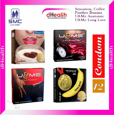 Picture of Sensation Dotted Coffee+Panther Banana+U&Me(Anatomic & Long Love) Condoms 4,s Combo Pack (3x4=12)