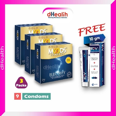 Picture of Moods Electrify Condom Buy 3 get 1 Ry Jelly 10g (Personal Lubricant) Free