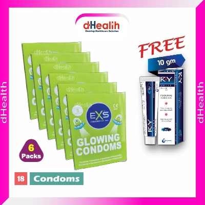 Picture of EXS Glow Condom Buy 6 get 1 Ry Jelly 10g (Personal Lubricant) Free