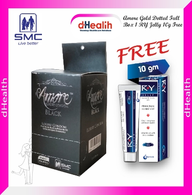 Picture of Amore Black Condoms, 6's Combo Pack (3x6=18pcs) & Free 1 pc RY Jelly 10g