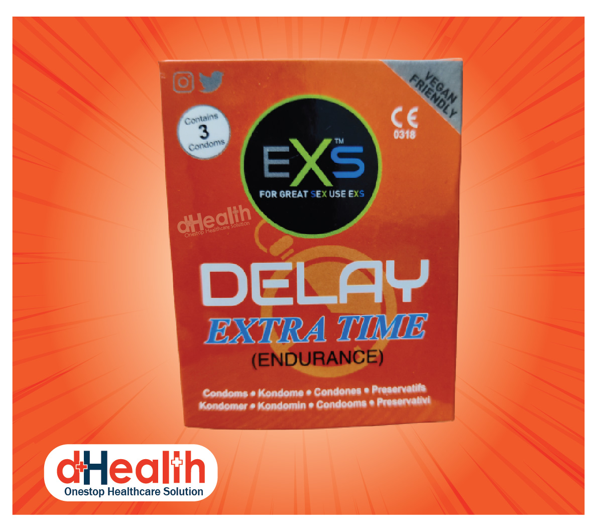 Picture of EXS Delay Condom / Delay Endurance (long lasting condom, extra time condom) Single Pack (3x1=3pcs)