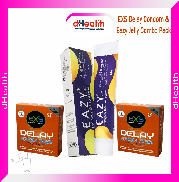 Picture of EXS Delay Condom / Delay Endurance - 2's Pack & Eazy Jelly 50g (personal Lubricant) Combo Pack