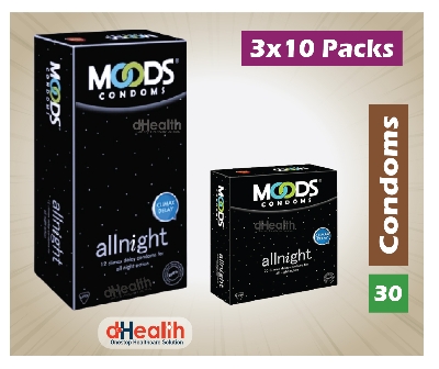 Picture of Moods Allnight Climax Delay Condom Full Box ( 10 pack of 3's / 30pcs)