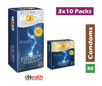 Picture of Moods Electrify Condom Full Box ( 10 pack of 3's / 30pcs) & Free 1 pc RY Jelly 30g