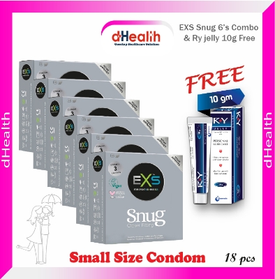 Picture of EXS Snug condom, small size condom, fit condom, closer fitting condom, tight fit  condom, 6 packs (3x6=18pcs) & Free 1pc RY Jelly 10g