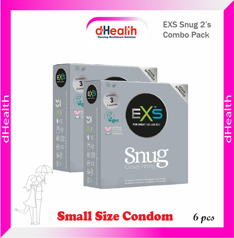 Picture of EXS Snug condom, small size condom, fit condom, closer fitting condom, tight fit  condom, 2's combo pack (3x2=6pcs)