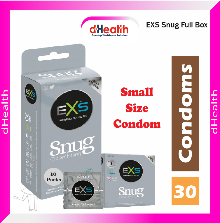 Picture of EXS Snug condom, small size condom, fit condom, closer fitting condom, tight fit  condom, Full Box (3x10=30pcs)