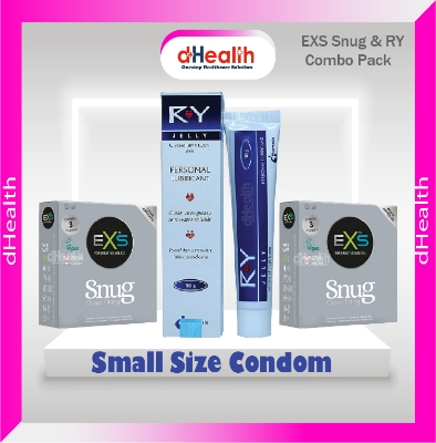 Picture of RY Jelly (Personal Lubricant) 1 Pc & EXS Snug small size condom, fit condom, tight fit  condom  2 packs (3x2=6 pcs) combo Pack