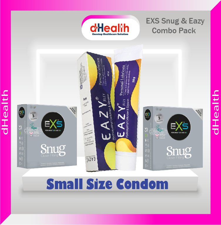 Picture of Eazy Jelly 50g (Personal Lubricant) 1 Pc & EXS Snug small size condom, fit condom, tight fit  condom 2 packs (3x2=6 pcs) combo Pack