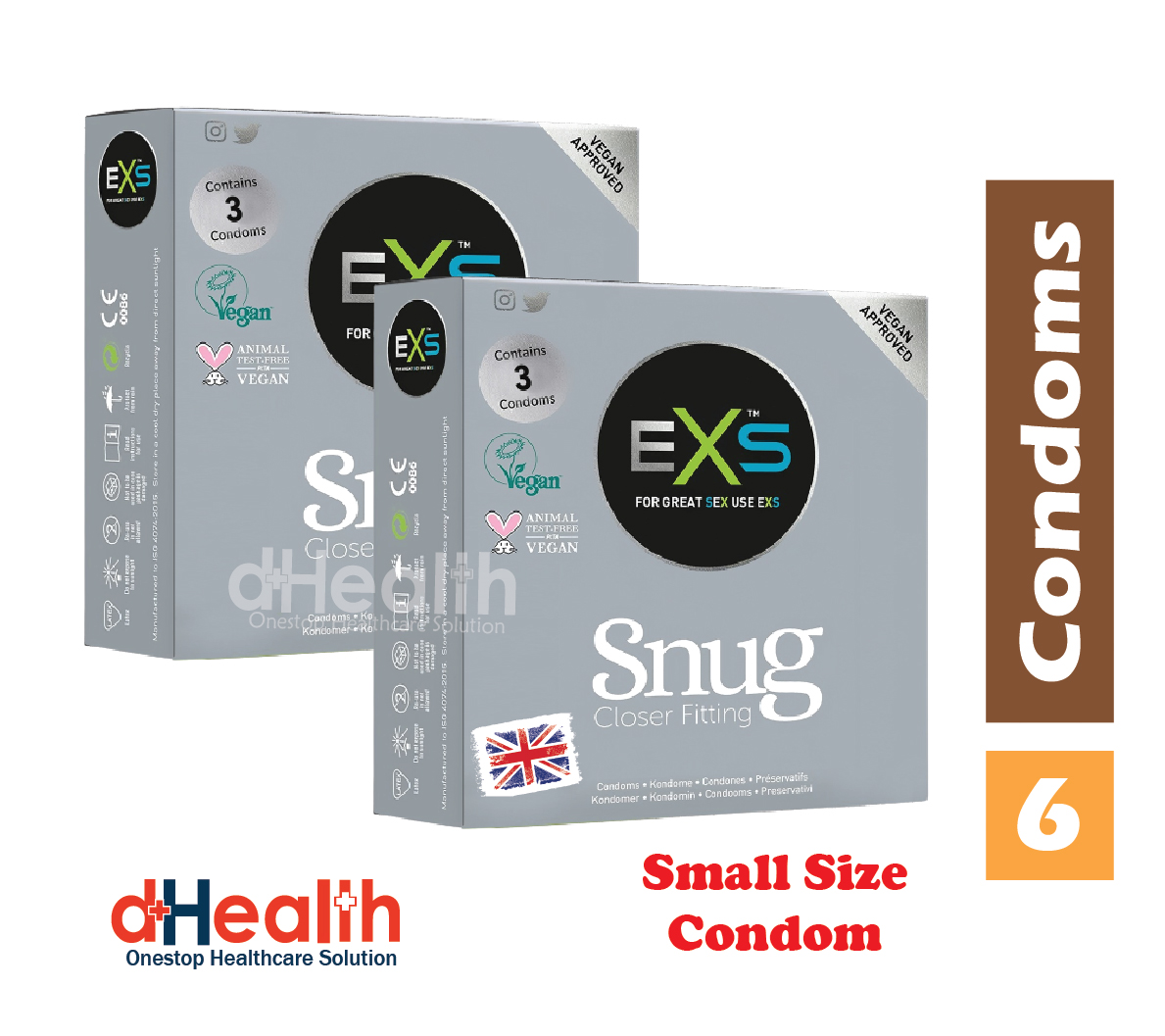 Picture of Eazy Jelly 50g (Personal Lubricant) 1 Pc & EXS Snug small size condom, fit condom, tight fit  condom 2 packs (3x2=6 pcs) combo Pack