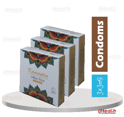 Picture of Kohinoor Kamsutra Ultra Thin Vanilla Flavor Condom 3,s Combo Pack (3x3)=9 Pcs