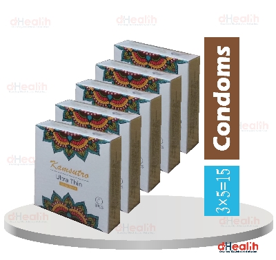 Picture of Kohinoor Kamsutra Ultra Thin Vanilla Flavor Condoms 5,s Combo Pack (3x5)=15 Pcs