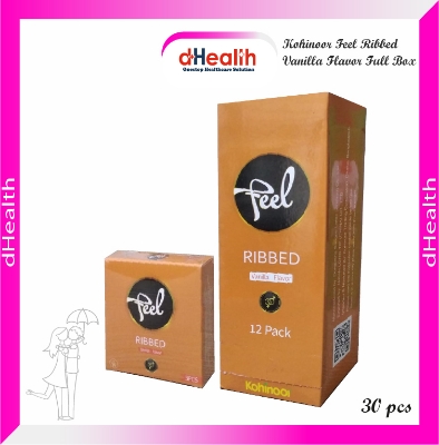 Picture of Kohinoor Feel Ribbed Vanilla Flavor Condoms Full Box Combo Pack (3x12)=36 Pcs