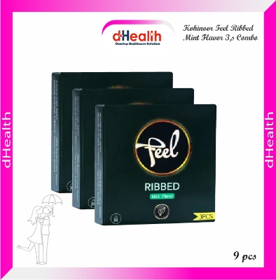 Picture of Kohinoor Feel Ribbed Mint Flavor Condom 3,s Combo Pack (3x3)=9 Pcs