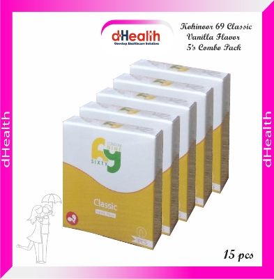 Picture of Kohinoor 69 Classic Vanilla Flavor Condoms 5,s Combo Pack (3x5)=15 Pcs