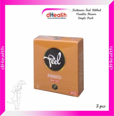 Picture of Kohinoor Feel Ribbed Vanilla Flavor Condoms Single Pack (3x1)=3 Pcs