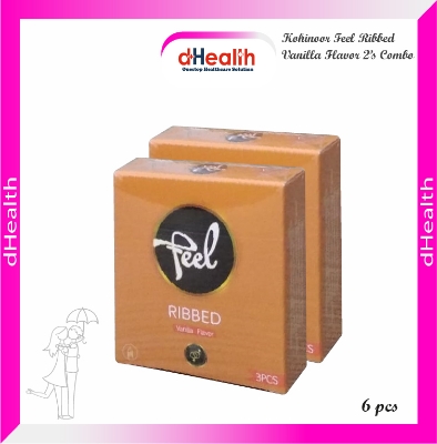 Picture of Kohinoor Feel Ribbed Vanilla Flavor Condom 2,s Combo Pack (3x2)=6 Pcs