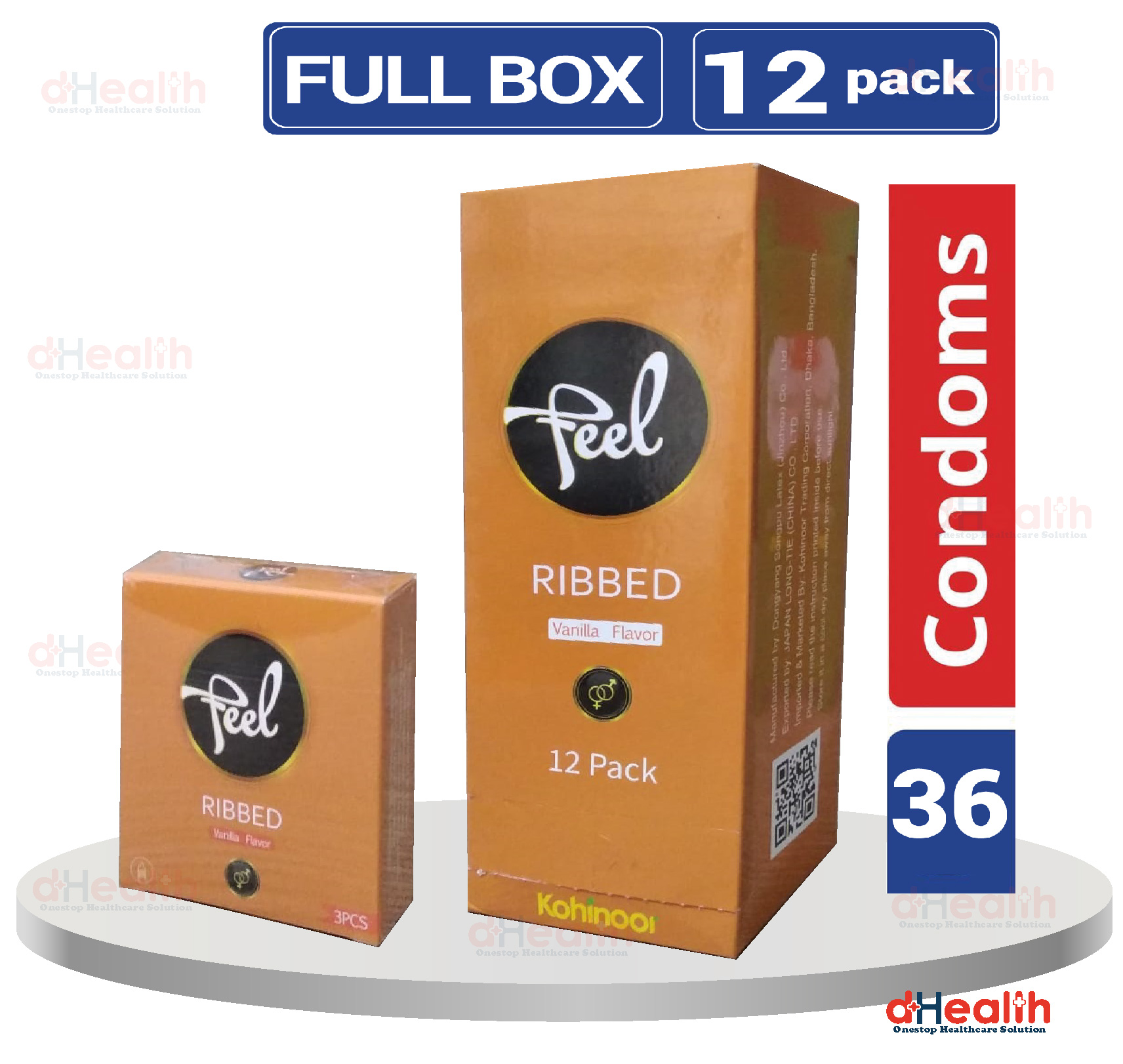 Picture of Kohinoor Feel Ribbed Vanilla Flavor Condom 2,s Combo Pack (3x2)=6 Pcs
