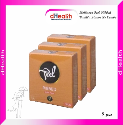 Picture of Kohinoor Feel Ribbed Vanilla Flavor Condom 3,s Combo Pack (3x3)=9 Pcs