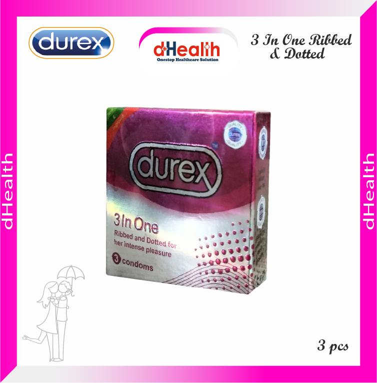 Picture of Durex 3 In One Ribbed & Dotted Condom Single Pack (3x1)=3pcs