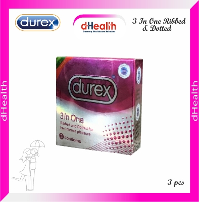 Picture of Durex 3 In One Ribbed & Dotted Condom Single Pack (3x1)=3pcs