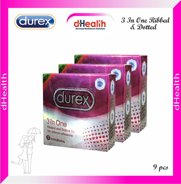 Picture of Durex 3 In One Ribbed & Dotted Condom 3,s Combo Pack (3x3)=9pcs