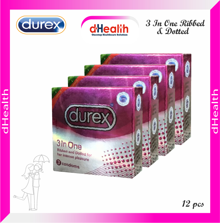 Picture of Durex 3 In One Ribbed & Dotted Condom 4,s Combo Pack (3x4)=12pcs