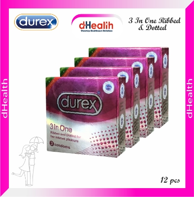Picture of Durex 3 In One Ribbed & Dotted Condom 4,s Combo Pack (3x4)=12pcs