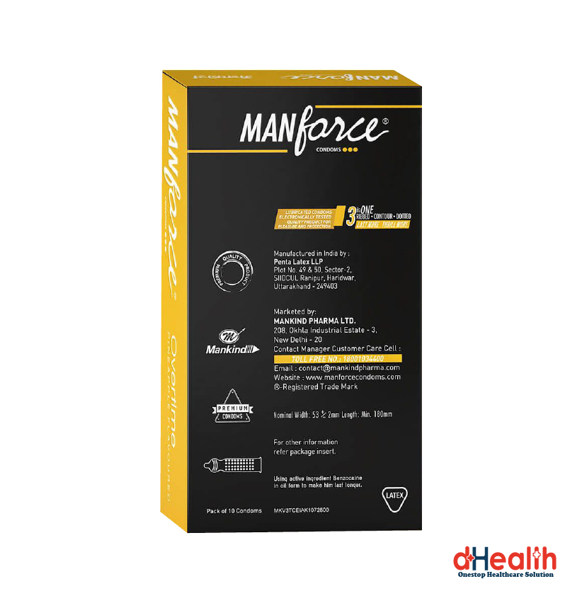 Picture of Manforce Overtime Pineapple Flavoured Condom 10 pcs Pack (Made in India)