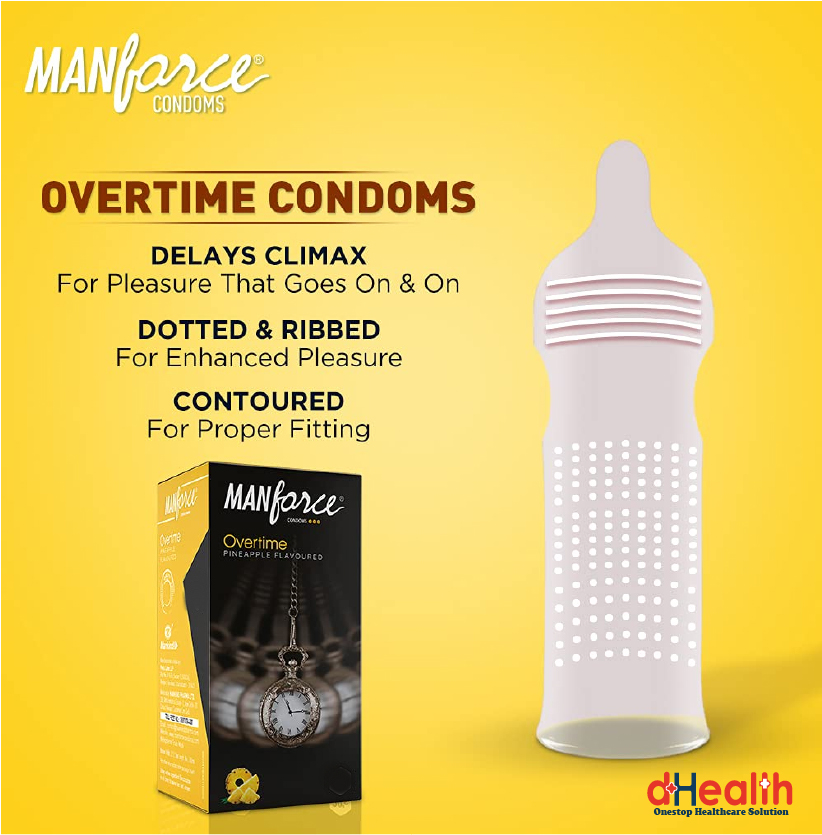 Picture of Manforce Overtime Pineapple Flavoured Condom 10 pcs Pack (Made in India)