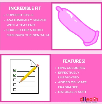 Picture of Kohinoor Pink Condom Pleasure pink better fit smallest condom 10pcs Single Pack