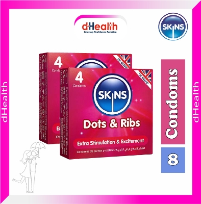 Picture of SKINS Dots & Ribs Premium Condoms 2,s Combo Pack (4x2)=8Pcs (UK)