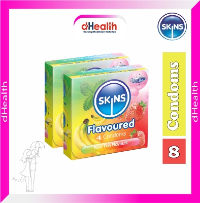 Picture of SKINS Flavored Premium Condoms 2,s Combo Pack (4x2)=8Pcs (UK)